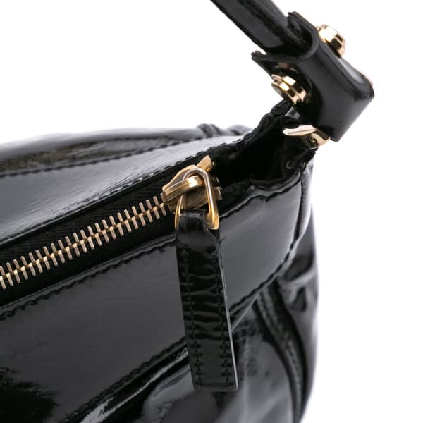 Pre-owned Gucci Patent Abbey D Ring Shoulder Bag Black