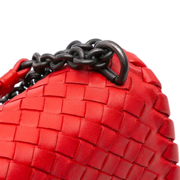 Pre-owned Bottega Veneta Small Nappa Intrecciato Olimpia Shoulder Bag Red