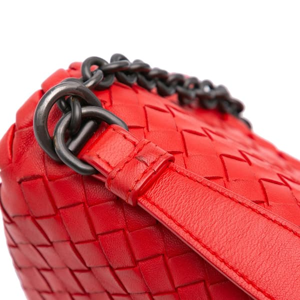 Pre-owned Bottega Veneta Small Nappa Intrecciato Olimpia Shoulder Bag Red