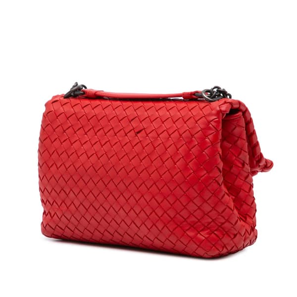 Pre-owned Bottega Veneta Small Nappa Intrecciato Olimpia Shoulder Bag Red