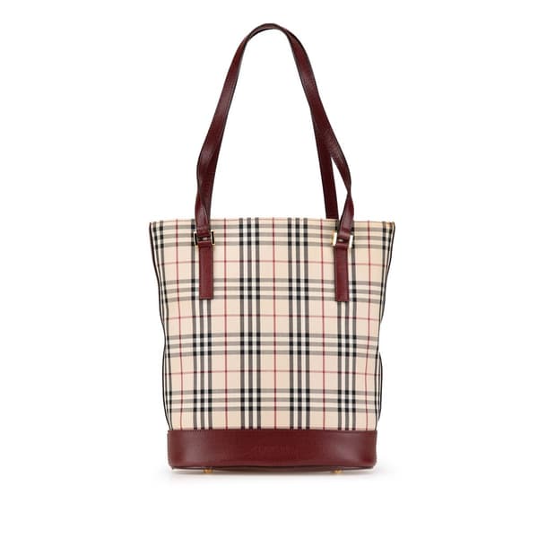 Pre-owned Burberry House Check Canvas Shoulder Bag Brown