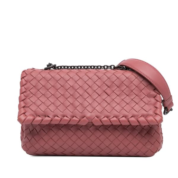 Pre-owned Bottega Veneta Small Nappa Intrecciato Olimpia Shoulder Bag Pink