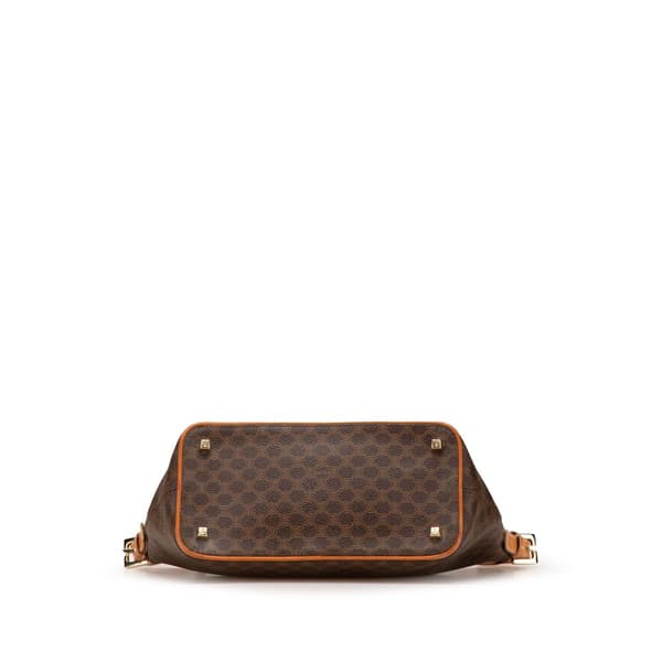 Pre-owned Celine Macadam Coated Canvas Shoulder Bag Brown