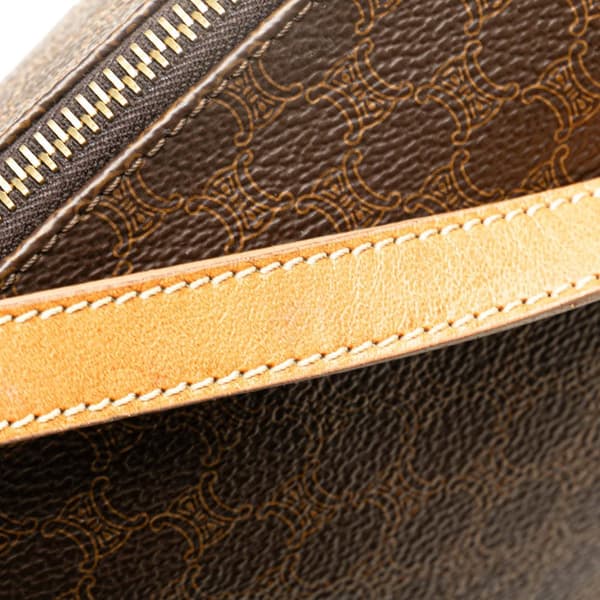 Pre-owned Celine Macadam Coated Canvas Shoulder Bag Brown