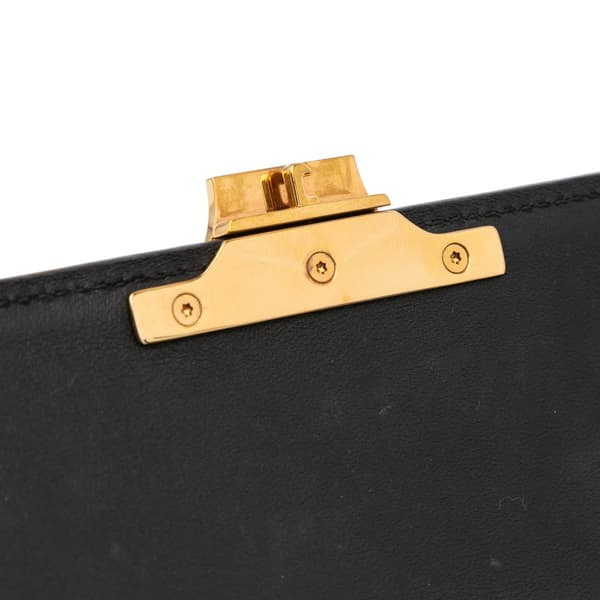 Pre-owned Celine Shiny Calfskin Triomphe Claude Shoulder Bag Black