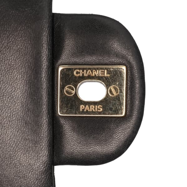 Pre-owned Chanel Medium Classic Lambskin Valentines Heart Charms Single Flap Black