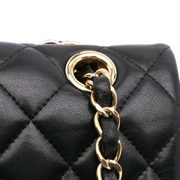 Pre-owned Chanel Medium Classic Lambskin Valentines Heart Charms Single Flap Black