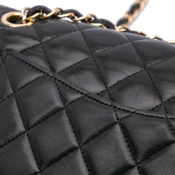Pre-owned Chanel Medium Classic Lambskin Valentines Heart Charms Single Flap Black