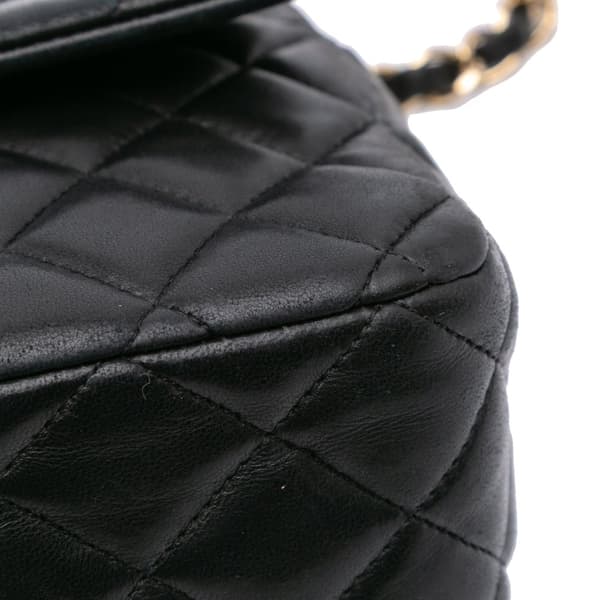 Pre-owned Chanel Medium Classic Lambskin Valentines Heart Charms Single Flap Black