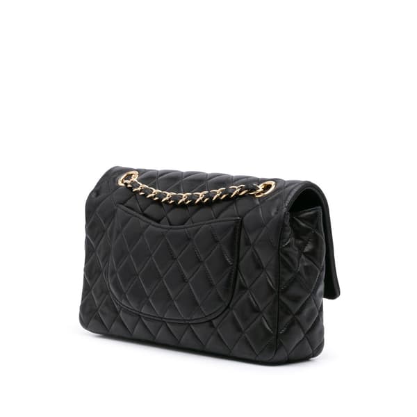 Pre-owned Chanel Medium Classic Lambskin Valentines Heart Charms Single Flap Black