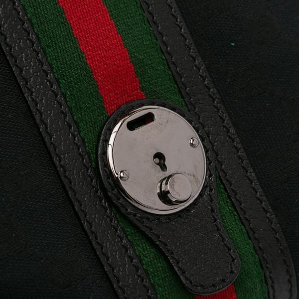 Pre-owned Gucci Small GG Canvas Web Treasure Shoulder Bag Black