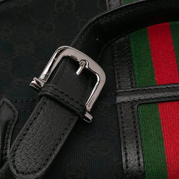 Pre-owned Gucci Small GG Canvas Web Treasure Shoulder Bag Black