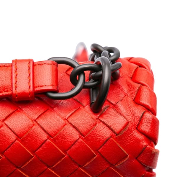 Pre-owned Bottega Veneta Large Nappa Intrecciato Olimpia Shoulder Bag Red