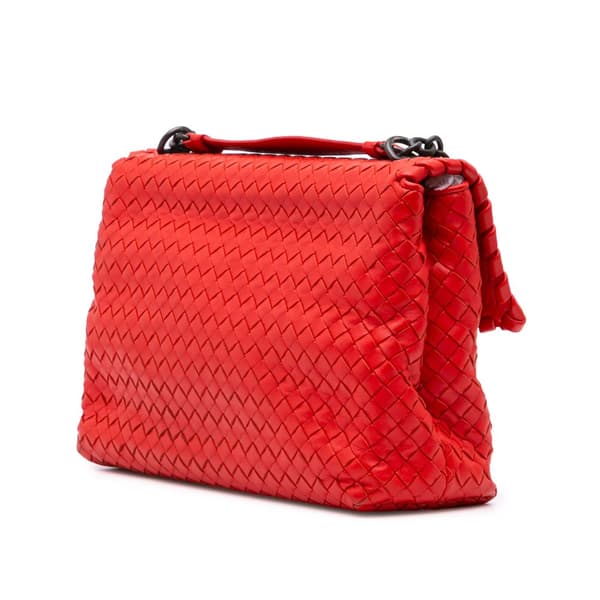 Pre-owned Bottega Veneta Large Nappa Intrecciato Olimpia Shoulder Bag Red