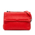 Miniatyrbild 1 av 10: Pre-owned Bottega Veneta Large Nappa Intrecciato Olimpia Shoulder Bag Red