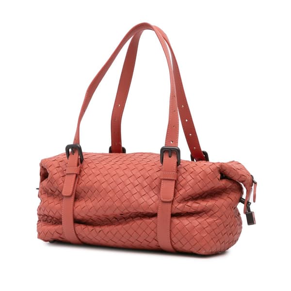 Pre-owned Bottega Veneta Nappa Intrecciato Montaigne Shoulder Bag Red