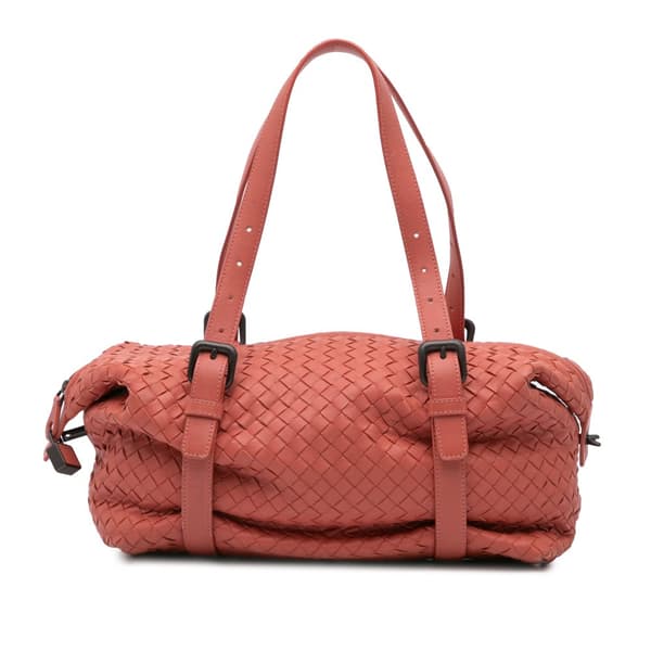 Pre-owned Bottega Veneta Nappa Intrecciato Montaigne Shoulder Bag Red