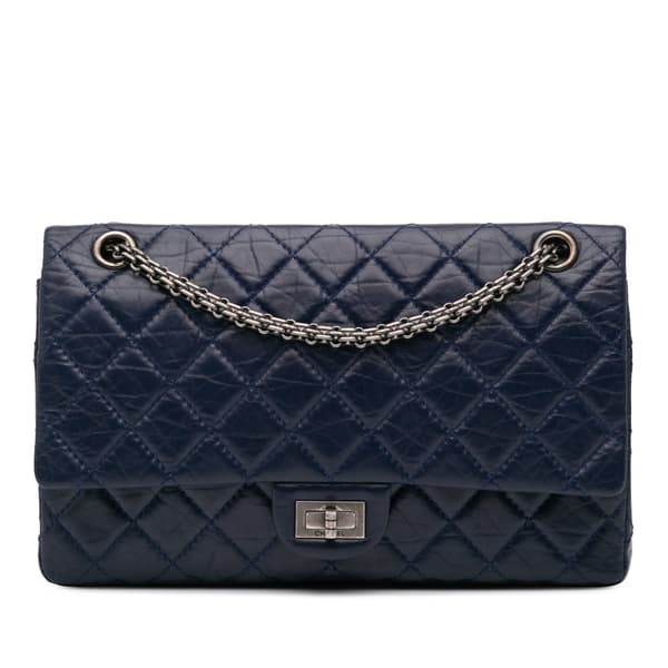 Pre-owned Chanel Reissue 2.55 Aged Calfskin Double Flap 226 Blue