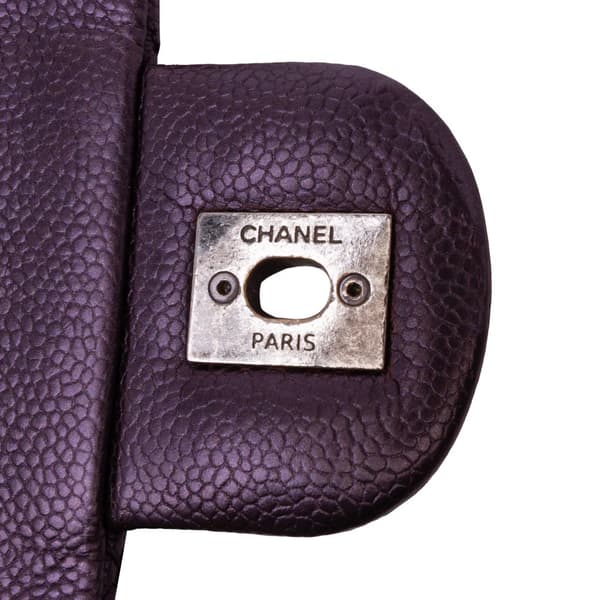 Pre-owned Chanel Jumbo Quilted Caviar Easy Flap Purple