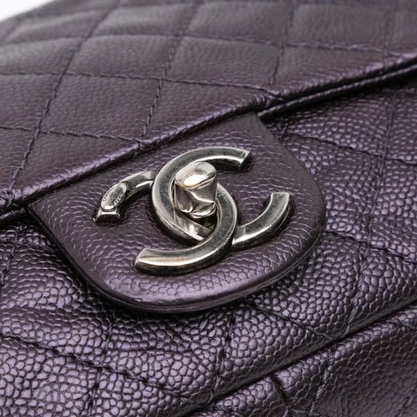 Pre-owned Chanel Jumbo Quilted Caviar Easy Flap Purple