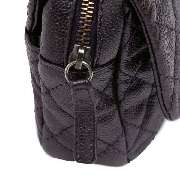 Pre-owned Chanel Jumbo Quilted Caviar Easy Flap Purple