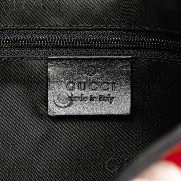 Pre-owned Gucci Printed Canvas Jackie Shoulder Bag Red