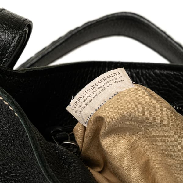 Pre-owned Bottega Veneta Leather Intrecciato Strap Shoulder Bag Black