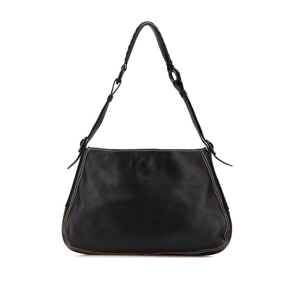 Pre-owned Bottega Veneta Leather Intrecciato Strap Shoulder Bag Black