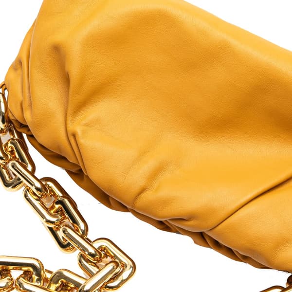 Pre-owned Bottega Veneta Lambskin Chain Pouch Yellow
