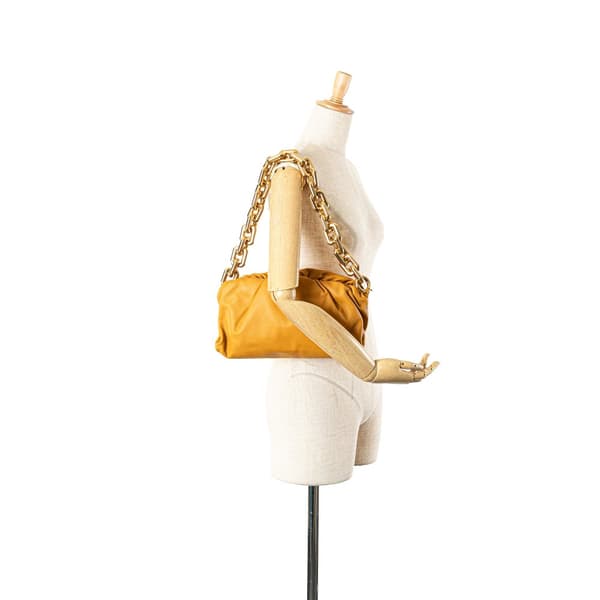 Pre-owned Bottega Veneta Lambskin Chain Pouch Yellow
