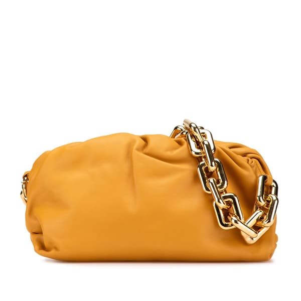 Pre-owned Bottega Veneta Lambskin Chain Pouch Yellow