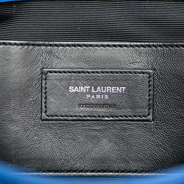 Pre-owned Saint Laurent Medium Matelasse Sheepskin Monogram Envelope Shoulder Bag Blue
