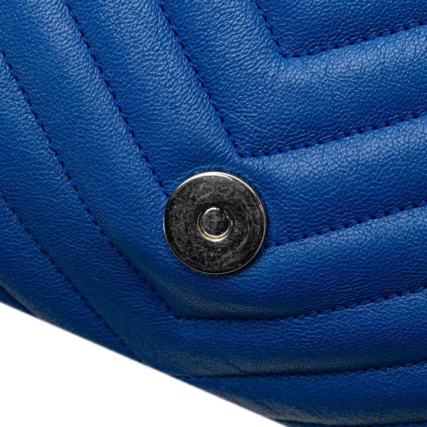 Pre-owned Saint Laurent Medium Matelasse Sheepskin Monogram Envelope Shoulder Bag Blue