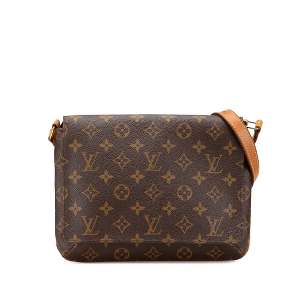Pre-owned Louis Vuitton Monogram Musette Tango Short Strap Brown