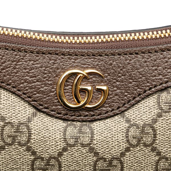 Pre-owned Gucci Small GG Supreme Ophidia Shoulder Bag Brown