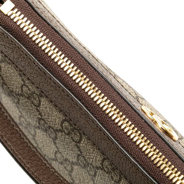 Pre-owned Gucci Small GG Supreme Ophidia Shoulder Bag Brown