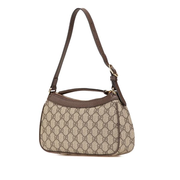 Pre-owned Gucci Small GG Supreme Ophidia Shoulder Bag Brown