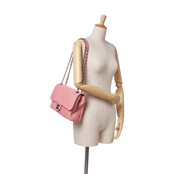 Pre-owned Chanel Medium Lambskin CC Crossing Flap Pink
