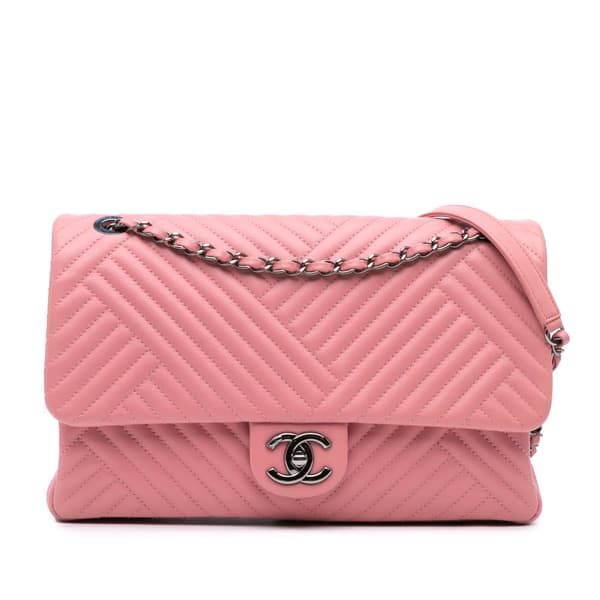 Pre-owned Chanel Medium Lambskin CC Crossing Flap Pink