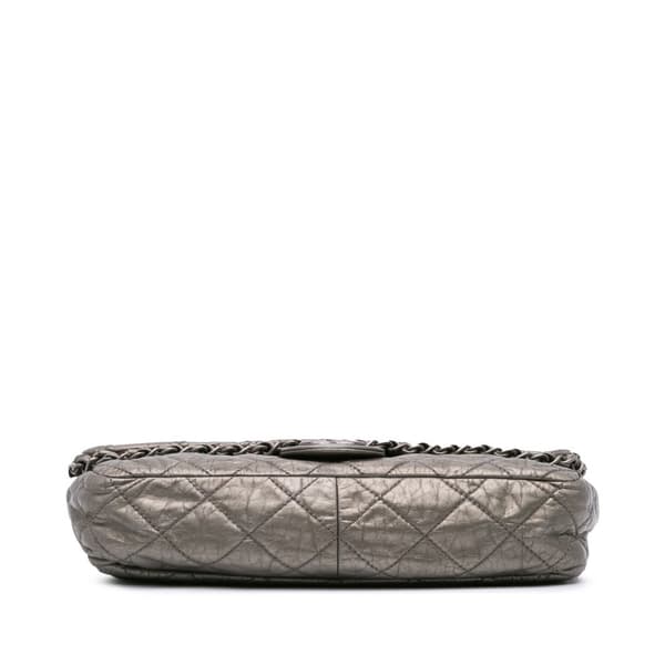 Pre-owned Chanel Medium Aged Calfskin Chain Me Flap Silver