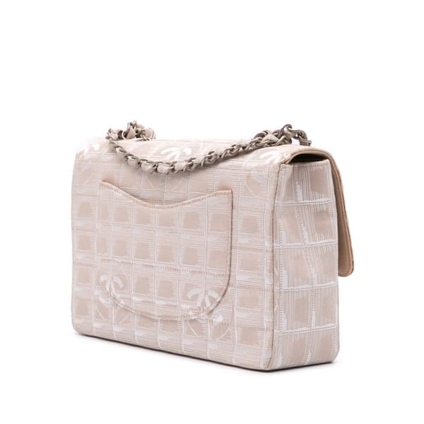 Pre-owned Chanel Medium New Travel Line Nylon Single Flap Brown