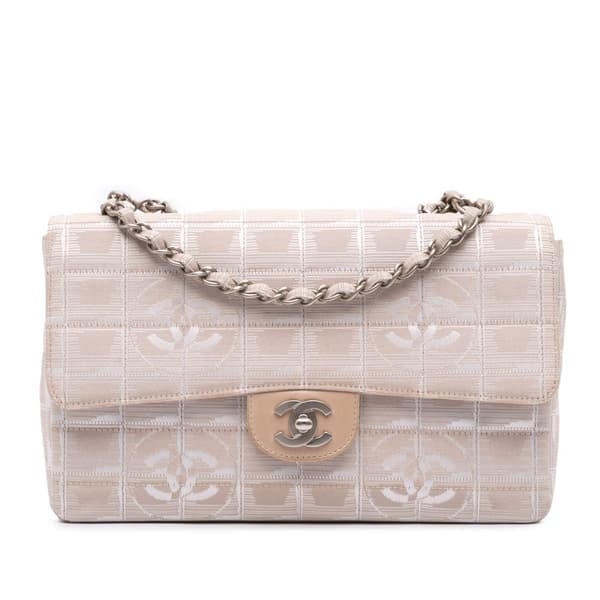 Pre-owned Chanel Medium New Travel Line Nylon Single Flap Brown