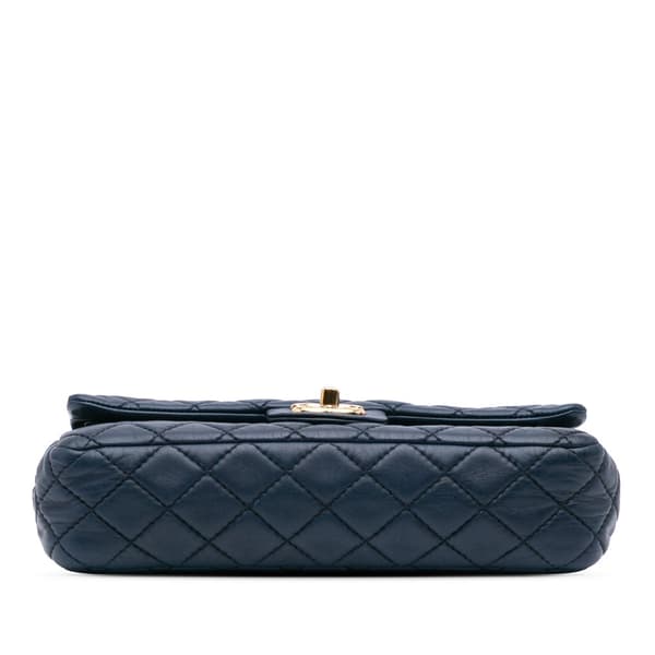Pre-owned Chanel Medium Classic Calfskin Double Flap Blue