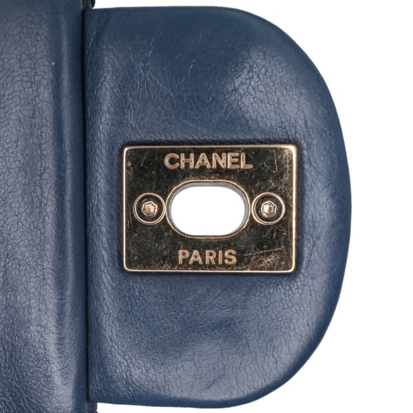 Pre-owned Chanel Medium Classic Calfskin Double Flap Blue
