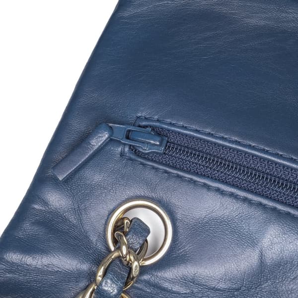 Pre-owned Chanel Medium Classic Calfskin Double Flap Blue