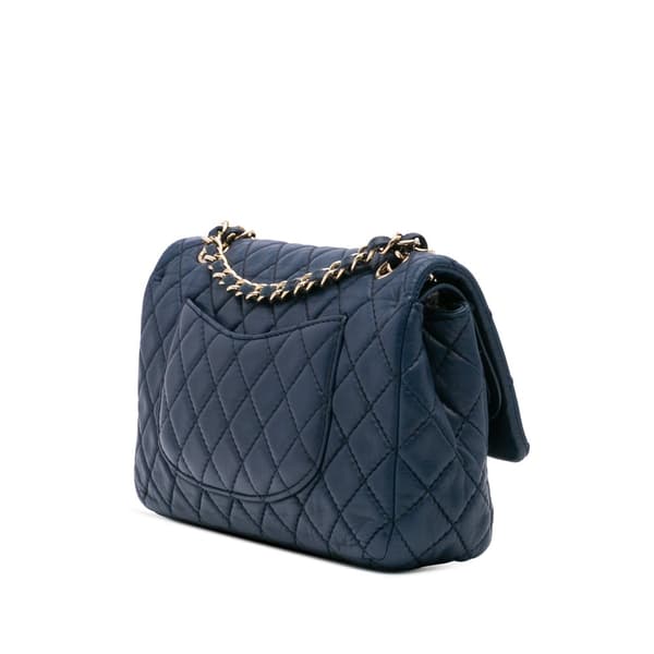 Pre-owned Chanel Medium Classic Calfskin Double Flap Blue