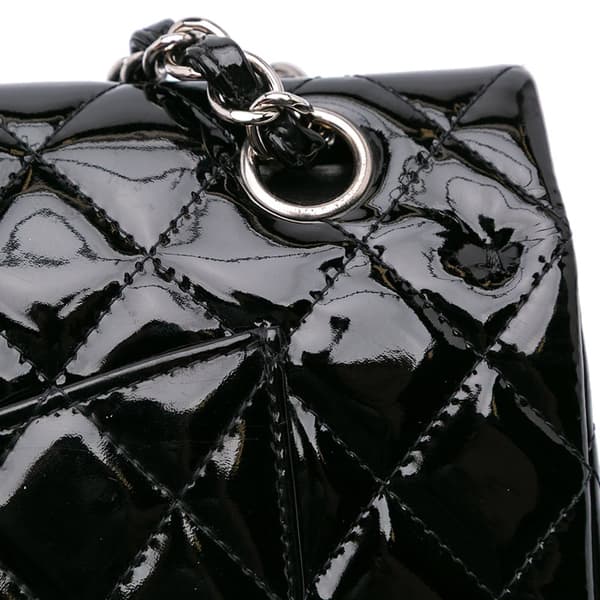 Pre-owned Chanel Medium Classic Patent Double Flap Black