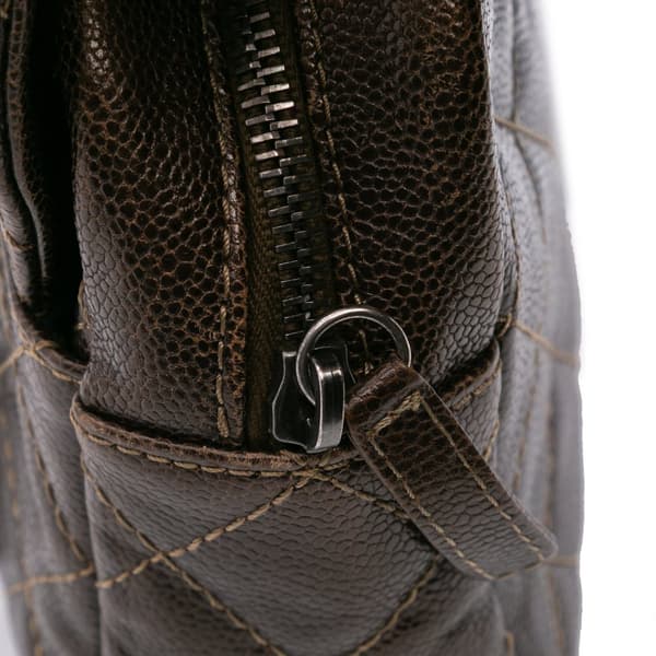 Pre-owned Chanel Jumbo Quilted Iridescent Caviar Easy Flap Brown