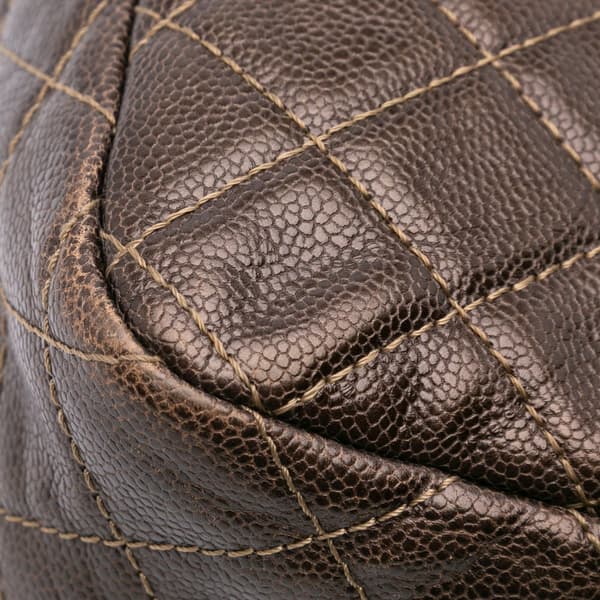Pre-owned Chanel Jumbo Quilted Iridescent Caviar Easy Flap Brown