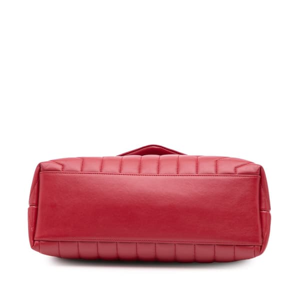 Pre-owned Saint Laurent Medium Leather Monogram Matelasse LouLou Bag Red